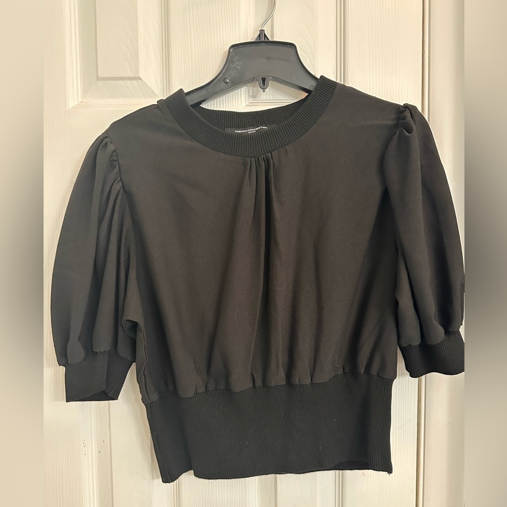 French Connection Black Puff Sleeve Blouse